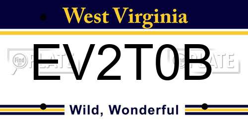 EV2T0B West Virginia License Plate