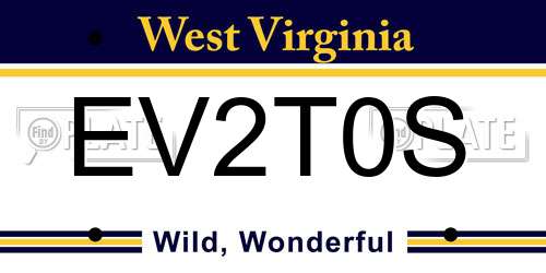 EV2T0S West Virginia License Plate