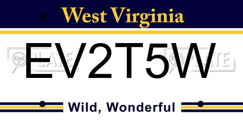 EV2T5W West Virginia License Plate