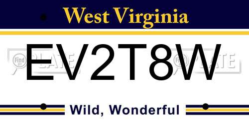 EV2T8W West Virginia License Plate