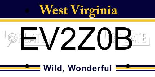 EV2Z0B West Virginia License Plate