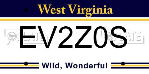 EV2Z0S West Virginia License Plate