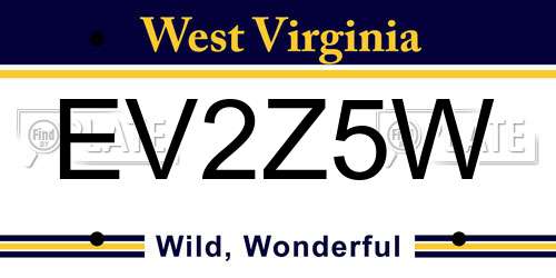 EV2Z5W West Virginia License Plate