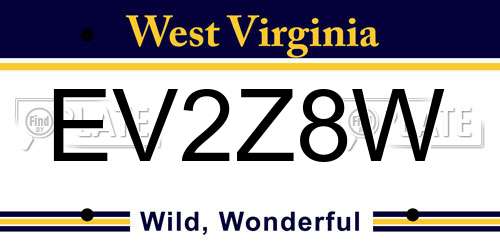 EV2Z8W West Virginia License Plate