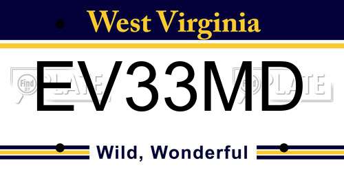EV33MD West Virginia License Plate