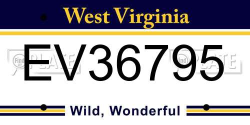 EV36795 West Virginia License Plate