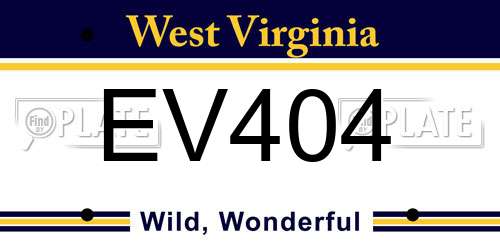 EV404 West Virginia License Plate