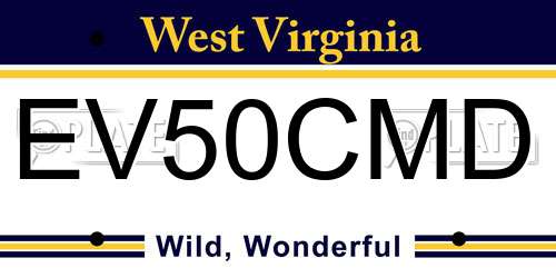 EV50CMD West Virginia License Plate