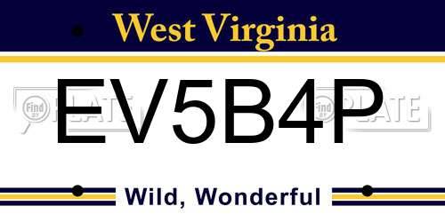 EV5B4P West Virginia License Plate