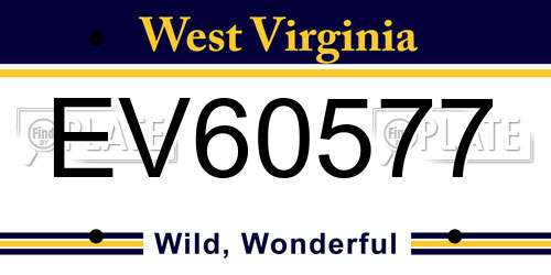 EV60577 West Virginia License Plate