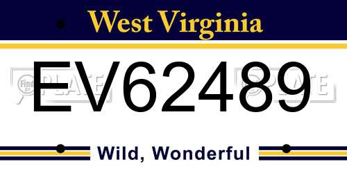 EV62489 West Virginia License Plate