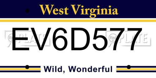 EV6D577 West Virginia License Plate