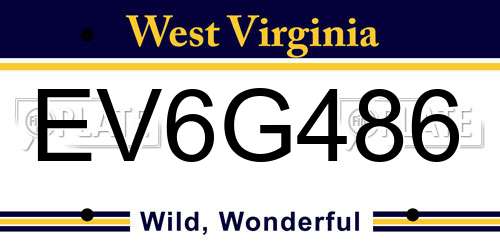 EV6G486 West Virginia License Plate