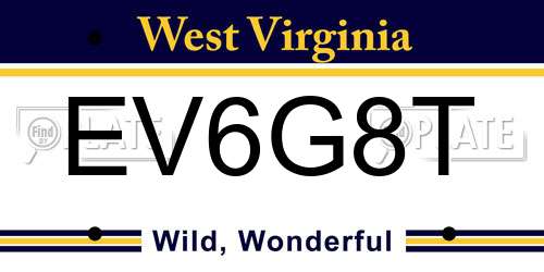 EV6G8T West Virginia License Plate