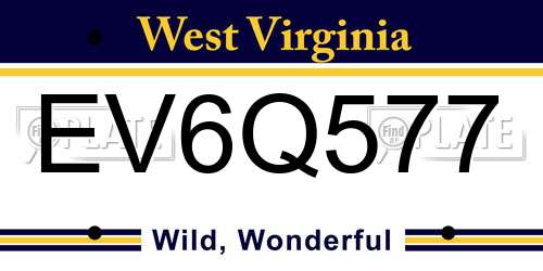 EV6Q577 West Virginia License Plate