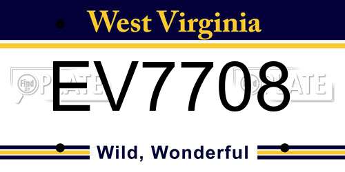 EV7708 West Virginia License Plate