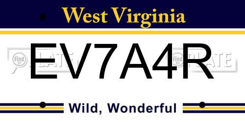 EV7A4R West Virginia License Plate