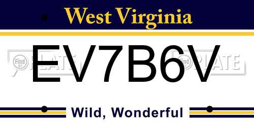 EV7B6V West Virginia License Plate