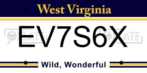 EV7S6X West Virginia License Plate