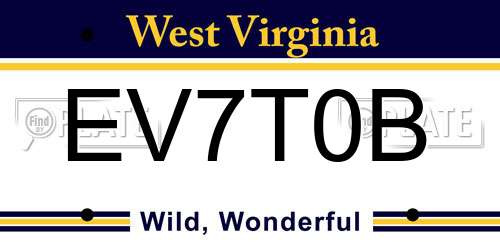 EV7T0B West Virginia License Plate