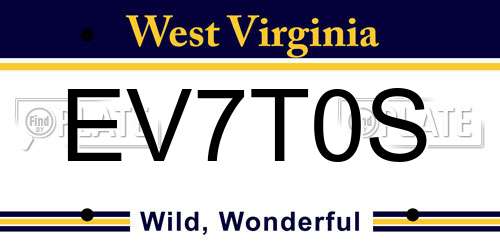 EV7T0S West Virginia License Plate
