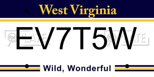 EV7T5W West Virginia License Plate