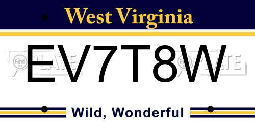 EV7T8W West Virginia License Plate