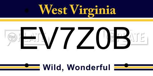 EV7Z0B West Virginia License Plate