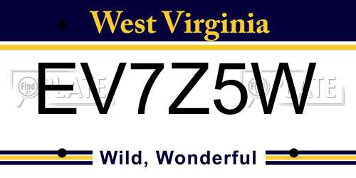 EV7Z5W West Virginia License Plate