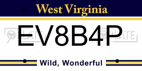 EV8B4P West Virginia License Plate