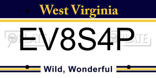 EV8S4P West Virginia License Plate