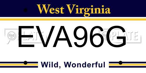 EVA96G West Virginia License Plate