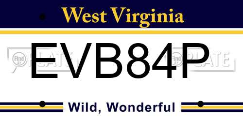EVB84P West Virginia License Plate