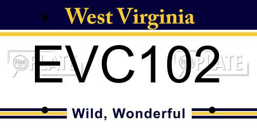 EVC102 West Virginia License Plate