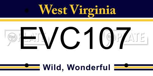 EVC107 West Virginia License Plate