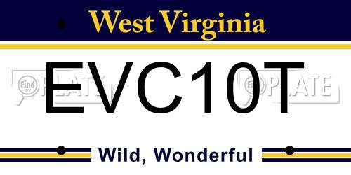 EVC10T West Virginia License Plate