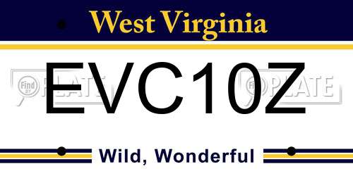 EVC10Z West Virginia License Plate