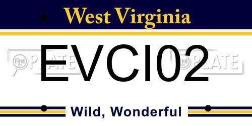EVCI02 West Virginia License Plate
