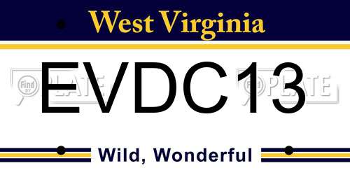 EVDC13 West Virginia License Plate
