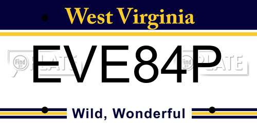 EVE84P West Virginia License Plate