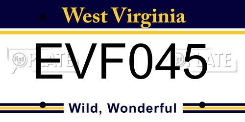 EVF045 West Virginia License Plate