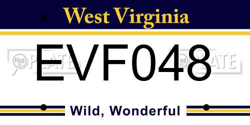 EVF048 West Virginia License Plate