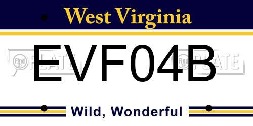 EVF04B West Virginia License Plate