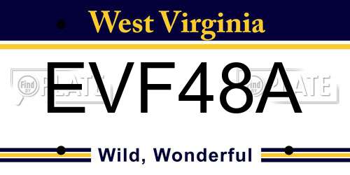 EVF48A West Virginia License Plate
