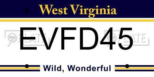 EVFD45 West Virginia License Plate