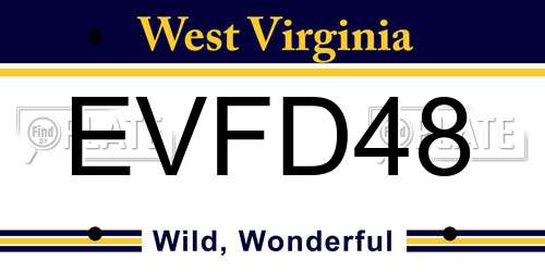 EVFD48 West Virginia License Plate