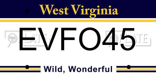 EVFO45 West Virginia License Plate
