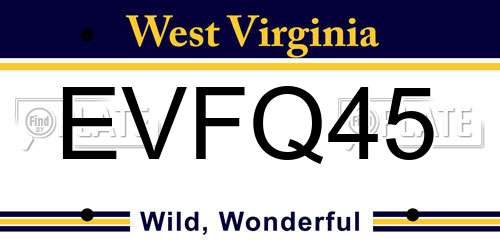 EVFQ45 West Virginia License Plate