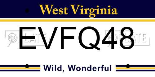 EVFQ48 West Virginia License Plate