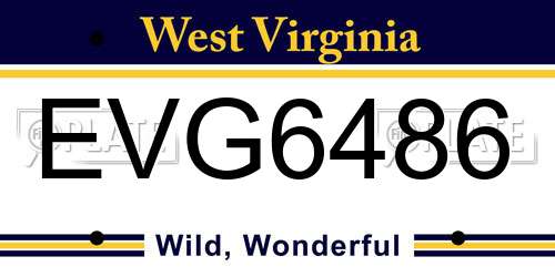 EVG6486 West Virginia License Plate
